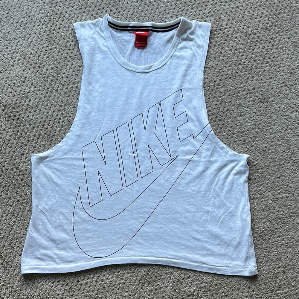 Nike Gray Crop Muscle Tee with Cut Out Design
